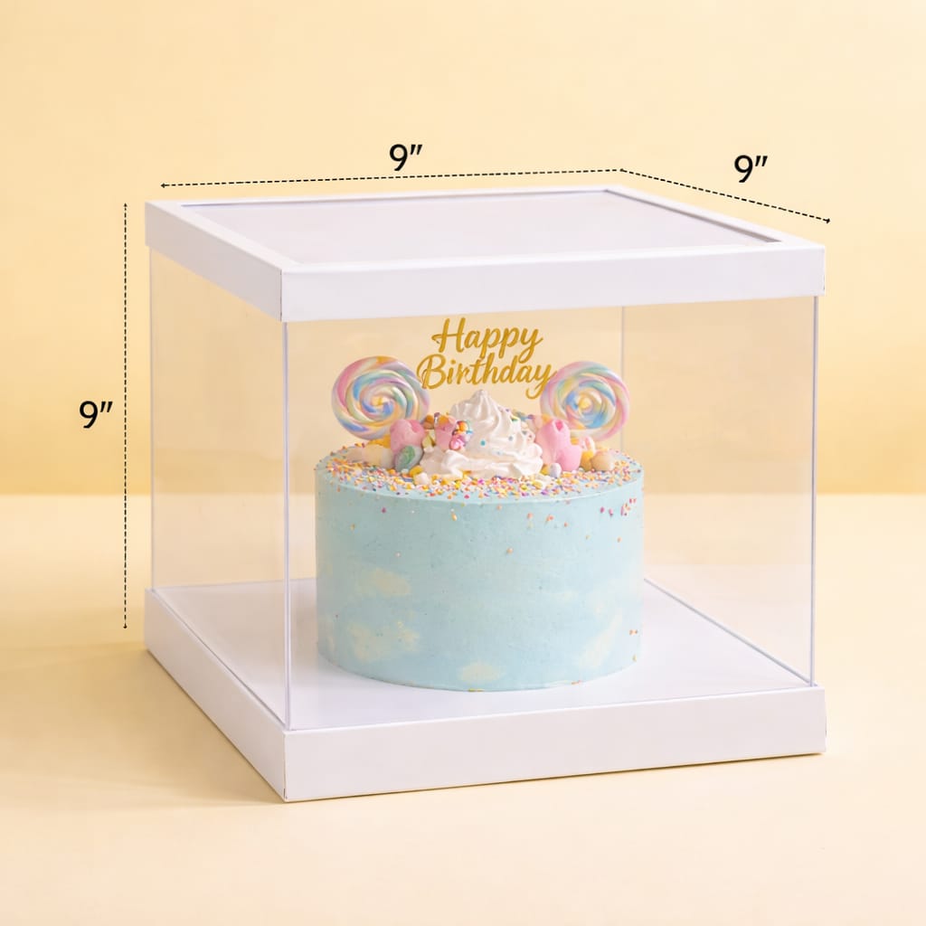 Transparent White Cake Box (9x9x9 Inch Set of 3 PCS )