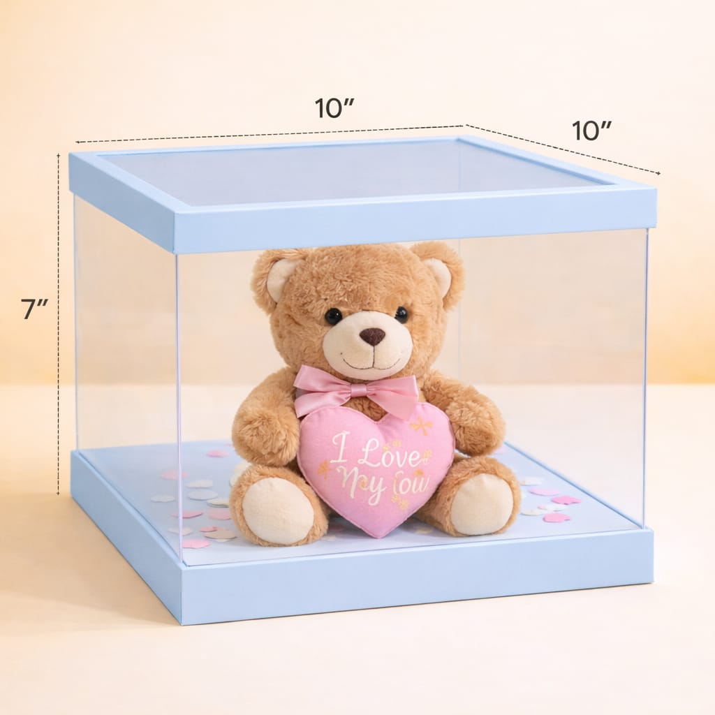Transparent Blue cake Box  (10x10x7 Inch Set of 3 PCS)