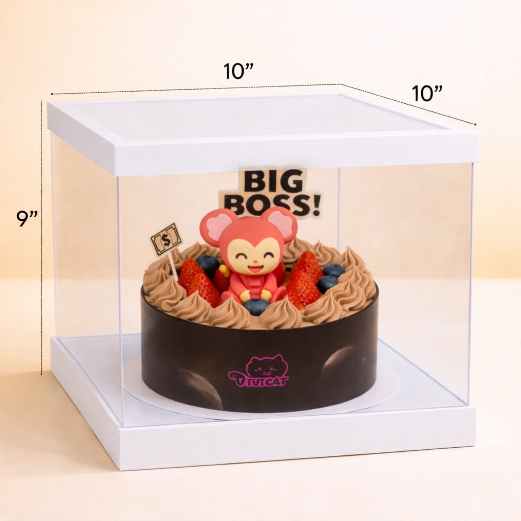 Transparent White cake Box  (10x10x7 Inch Set of 3 PCS)