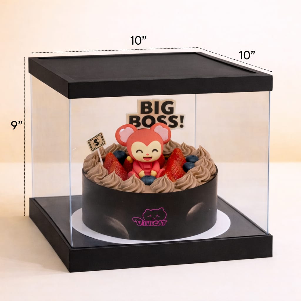 Transparent Black cake Box  (10x10x7 Inch Set of 3 PCS)