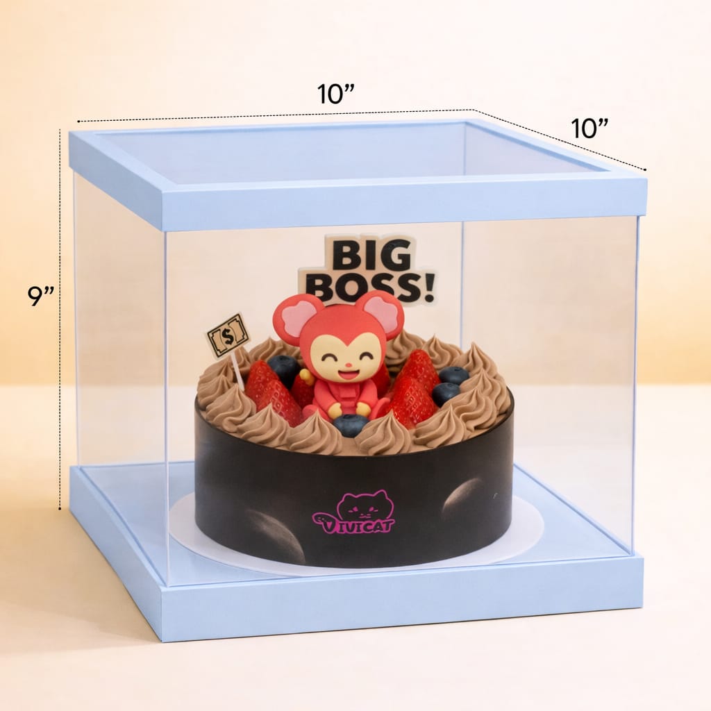 Transparent Blue cake Box (10x10x7 Inch Set of 3 PCS)