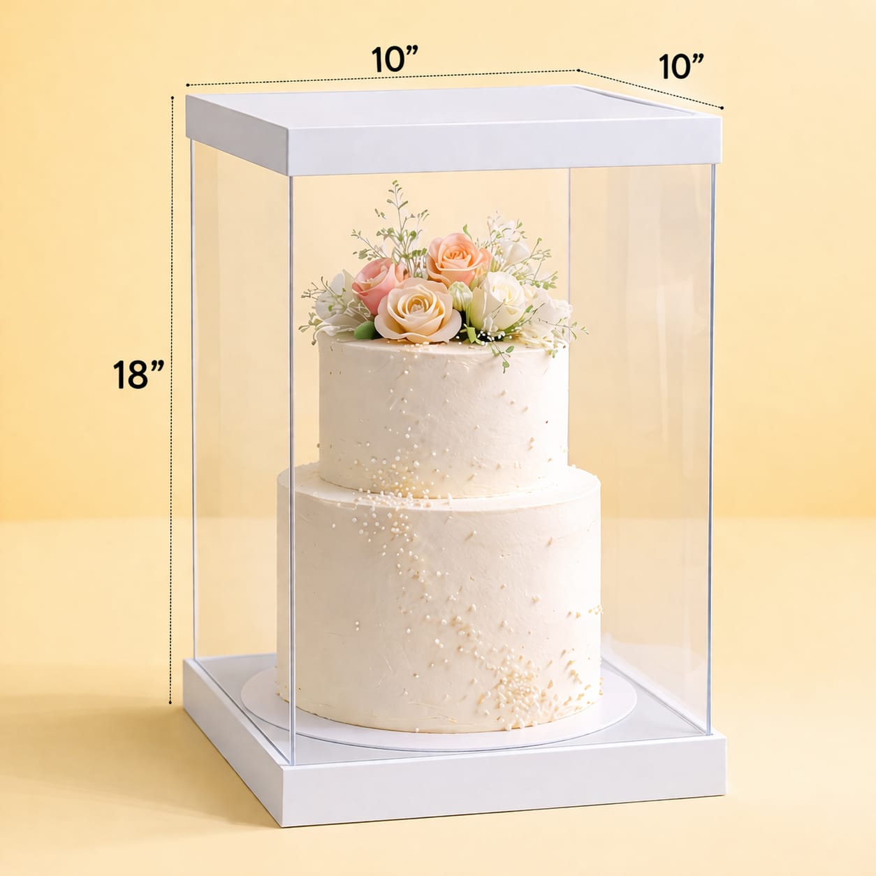 Transparent white Cake Box Set of 3 PCS (10x10x18 Inch)