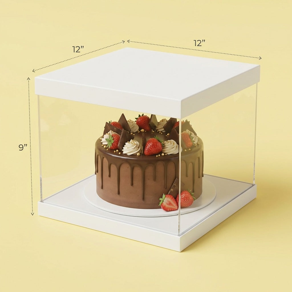 Transparent White Cake Box  (12x12x9 Inch Set of 3 PCS)