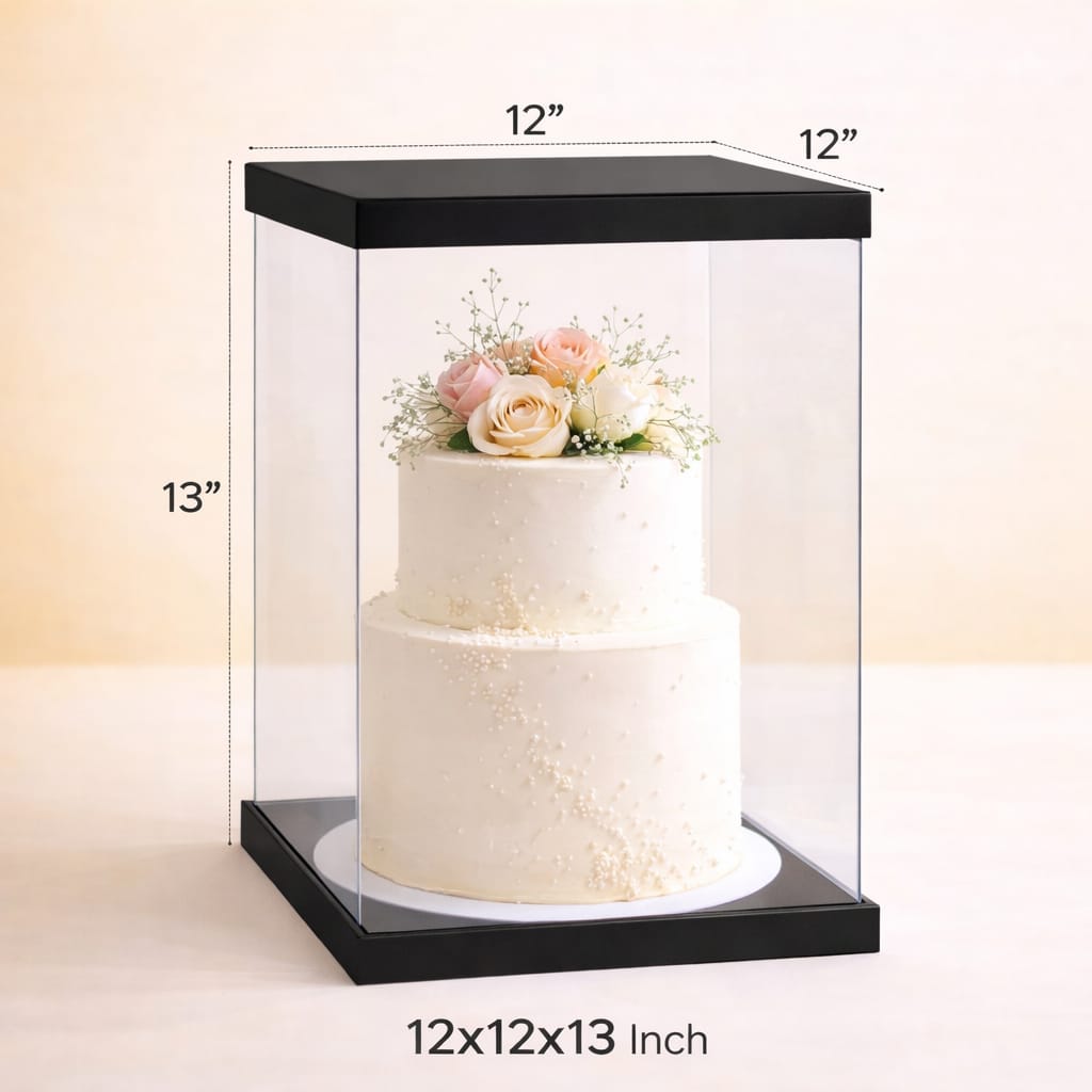 Transparent Black Cake Box  (12x12x13 Inch Set of 3 PCS)