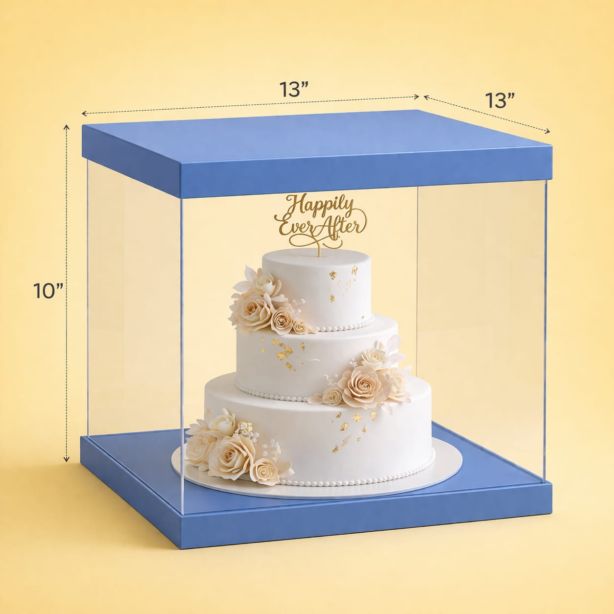 Transparent Blue Cake Box  (13x13x10" Set of 3 PCS)