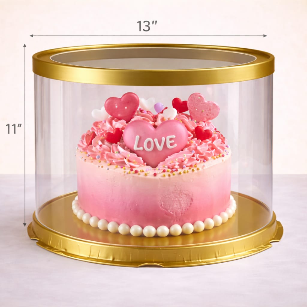 Round Transparent Golden Cake Box  (13x11" Set of 3 PCS)