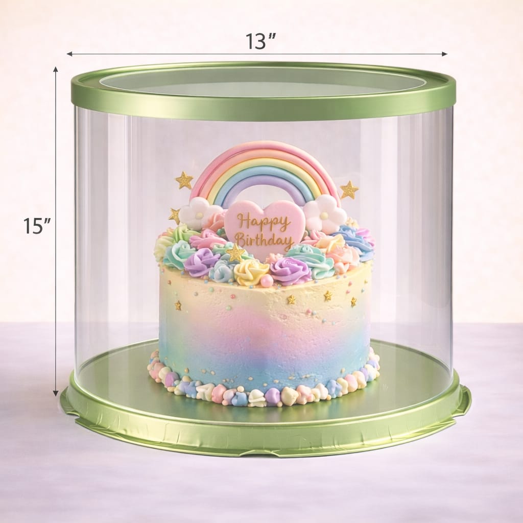 Round Transparent Black Cake Box (13x15" Set of 3 PCS)