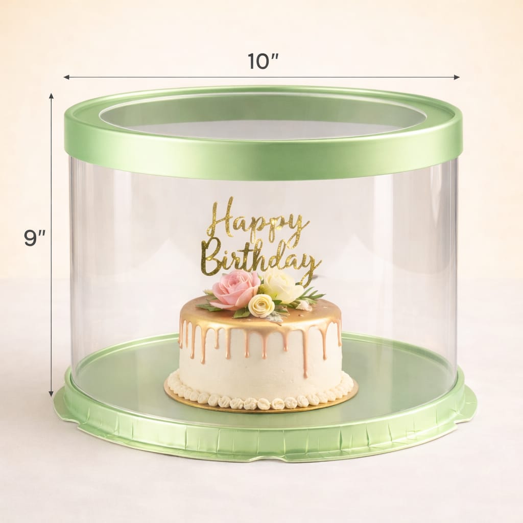 Green Round Transparent Cake Box (10x9" Set of 3 PCS) (Copy)