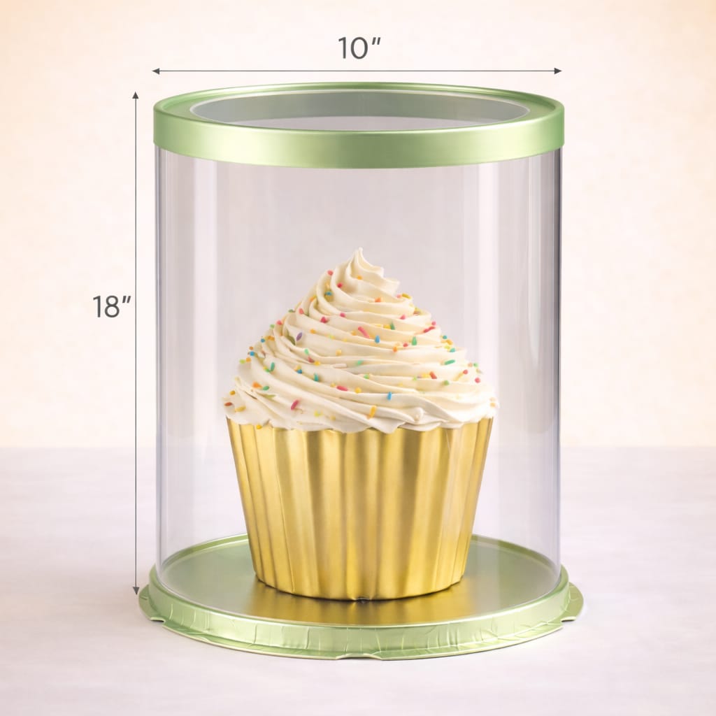Green Round Transparent Cake Box  (10x18" Set of 3 PCS)