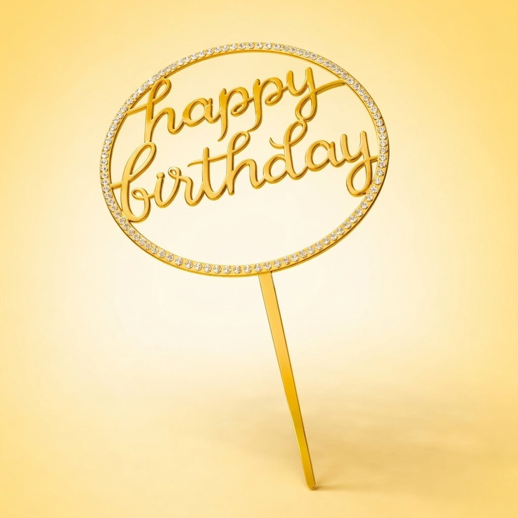 Round Happy Birthday Cake Topper (Set of 5 pcs)