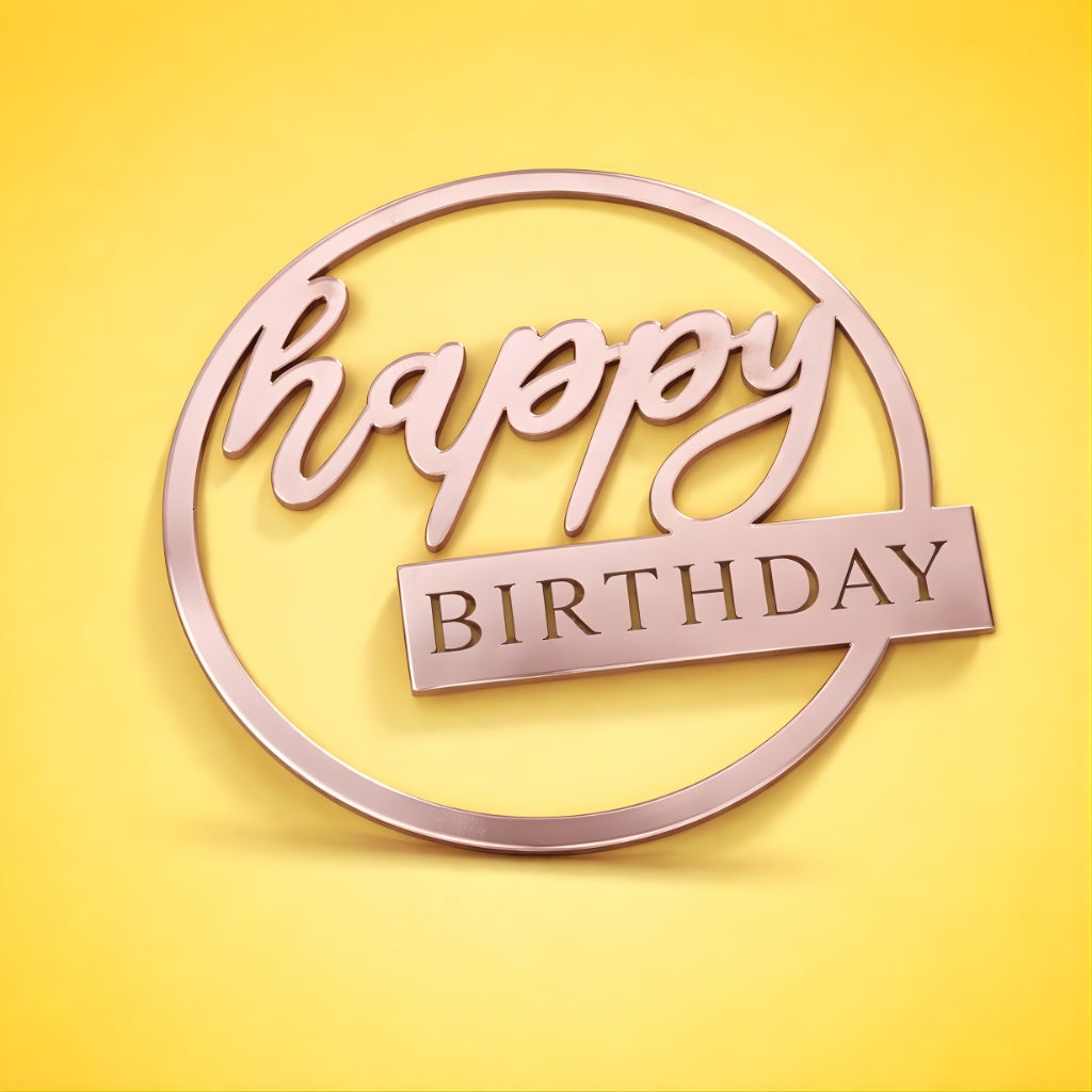 Round Happy Birthday Acrylic Cake Topper (Set of 5 pcs)