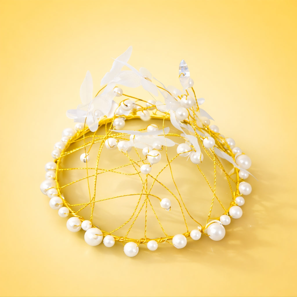 White Pearl Plastic Crown Cake Topper (Set of 5 pcs) 5541