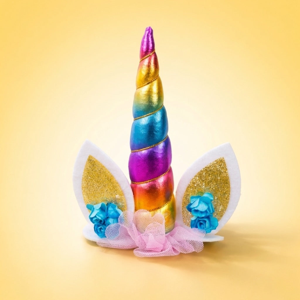 Unicorn Cake Topper with Flower (Set of 5 pcs)