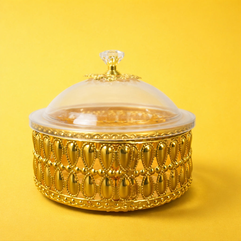 Luxury Golden Plated Round Box (5x4.5 Inch, Set of 3 pcs) 776