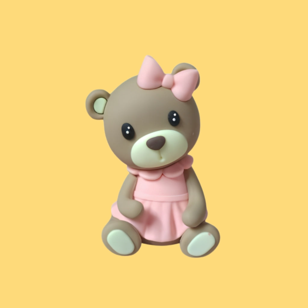 Pink Cute Teddy Bear Cake Topper Accessories (1 pc)