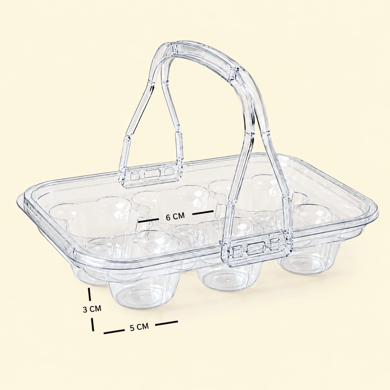 PLASTIC 6 MUFFIN TRAY WITH HANDLE 1 PC 13925