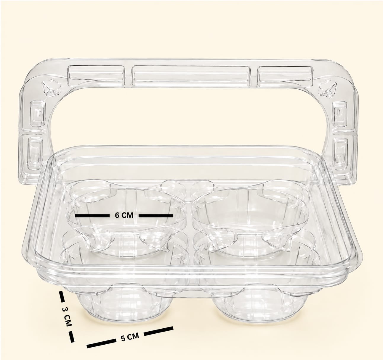 PLASTIC 4 MUFFIN TRAY WITH HANDLE 1 PC 13926